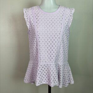 Banana Republic Top Small Purple Lace Peplum Flutter Sleeve Women's